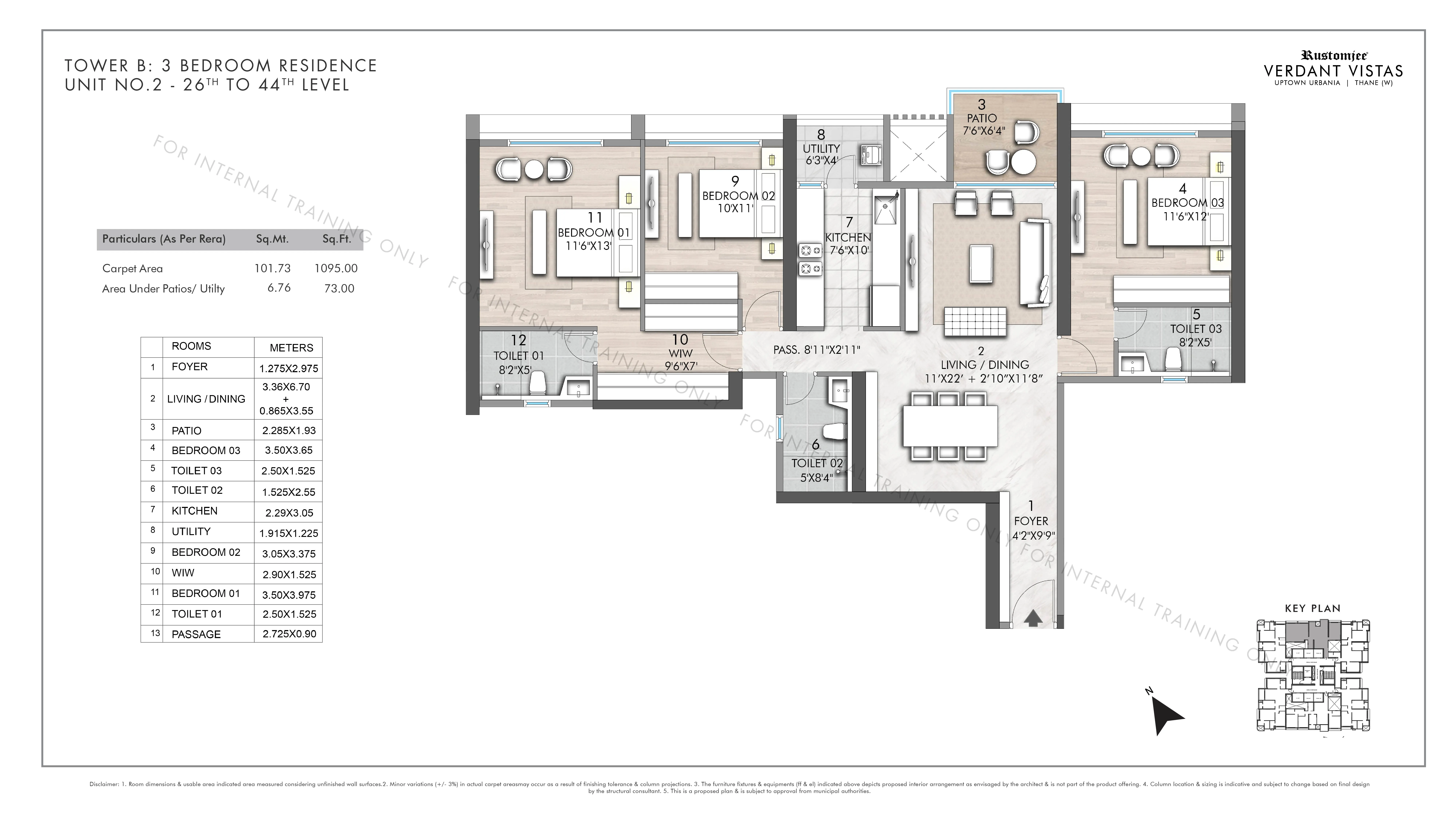 3 BHK 1157 floor plan